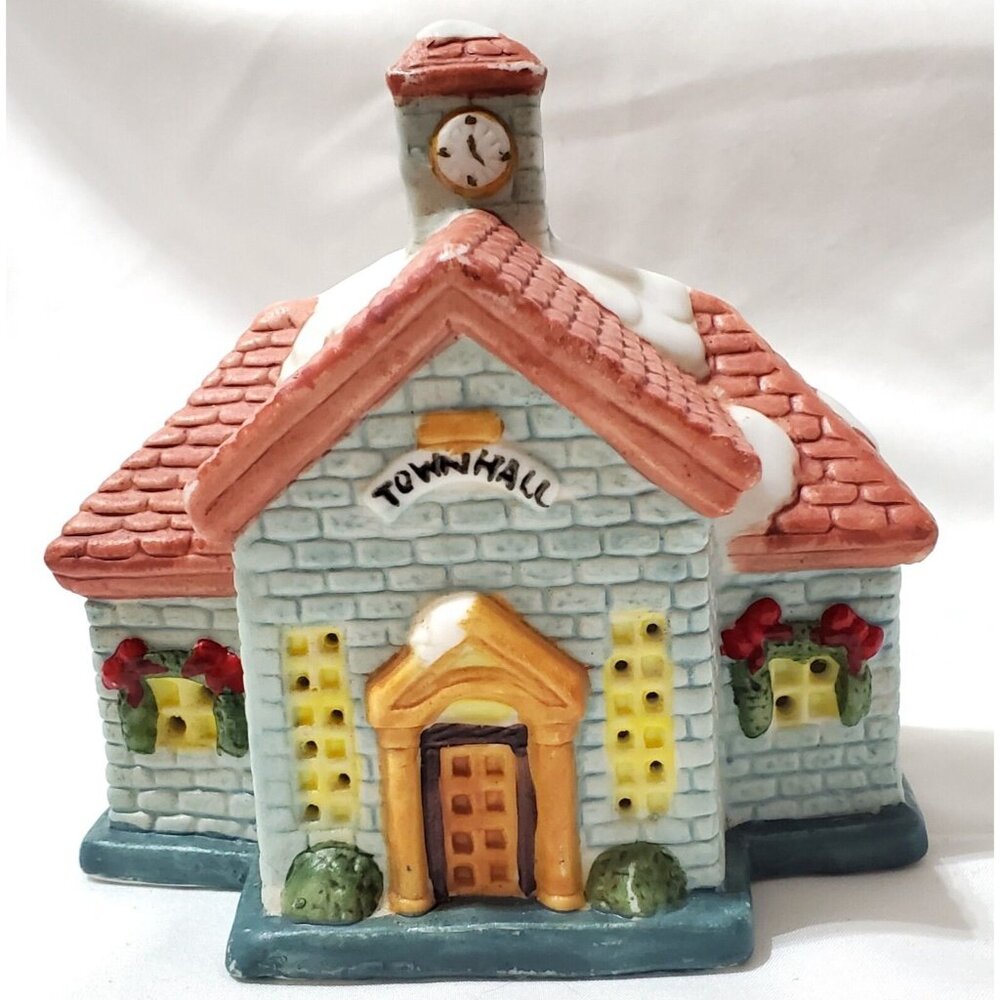 Santa's Best Spirit of America TOWN HALL clock tower Christmas Village building